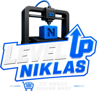 Level Up Niklas – 3D-Drucker mit gedrucktem Logo-Würfel